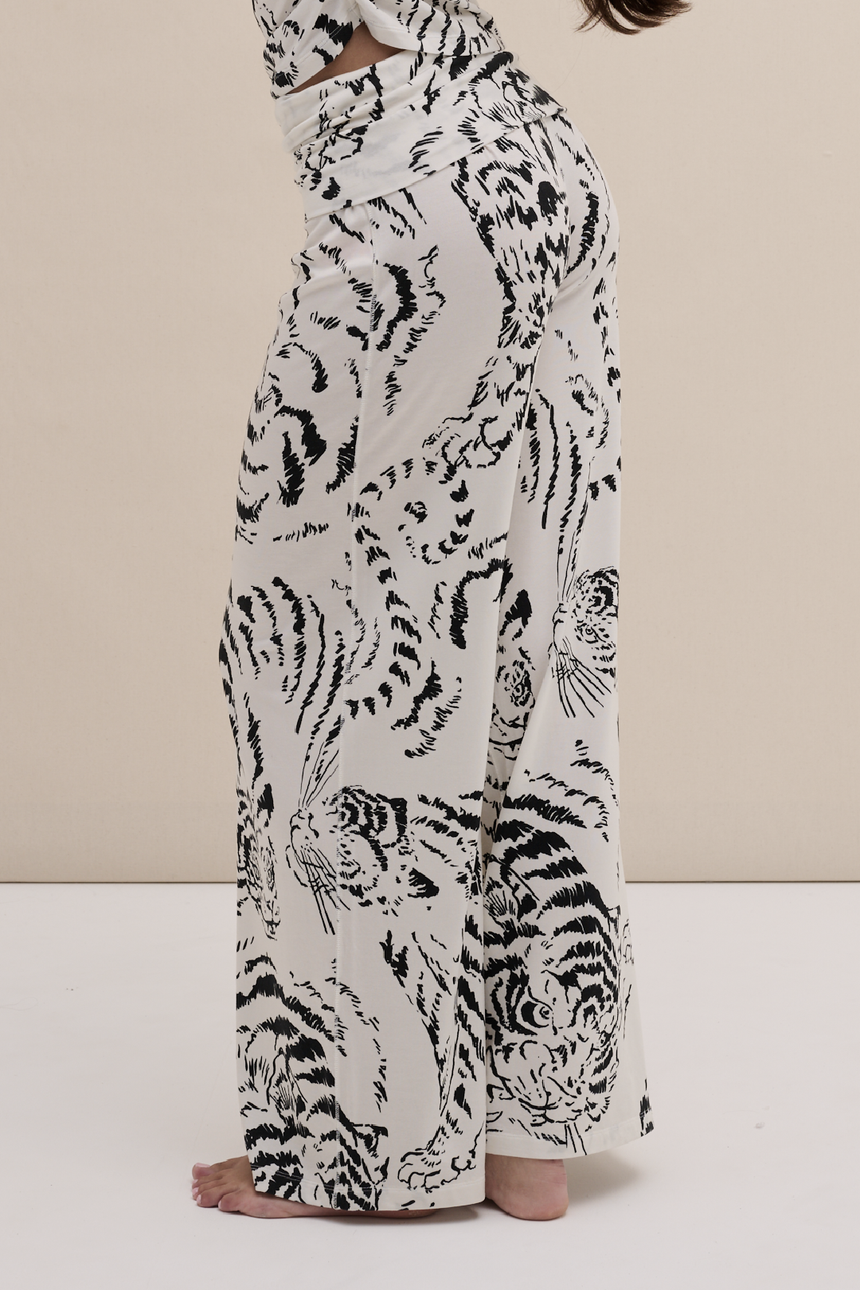 Lyocell Jersey Fold Over Trousers Tigress Cream