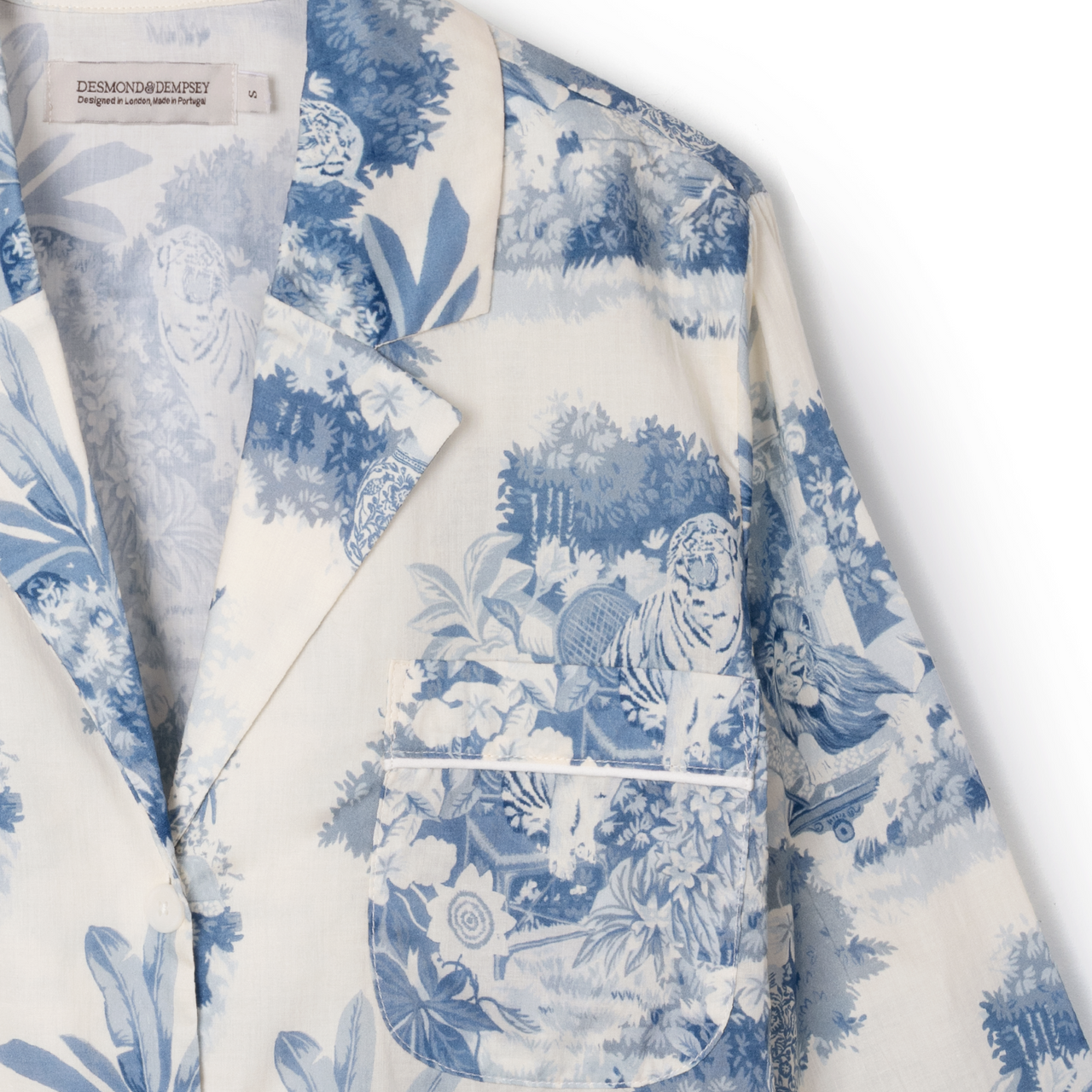 Boxy Shirt and Wide Leg Trouser Set Tippi Cream/Blue