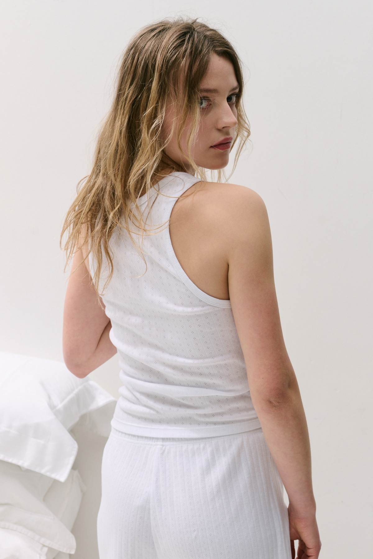 Pointelle Tank Top White