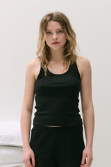 Pointelle Tank Top Black