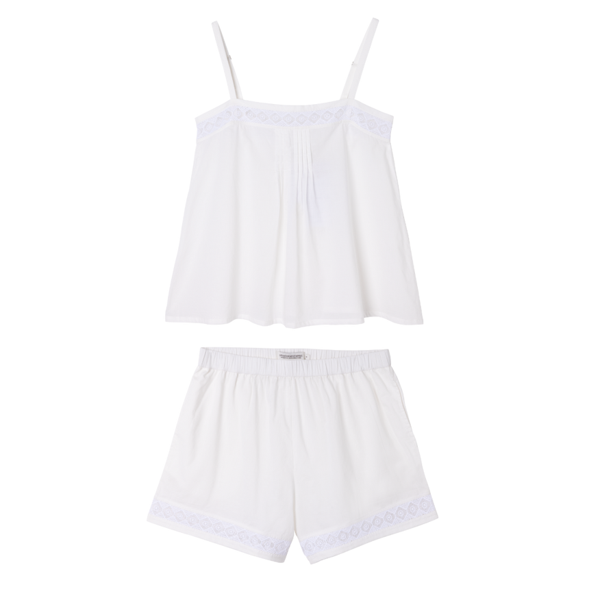 Martha Cami &amp; Shorts Set Temple Del Sol Cream/Blue