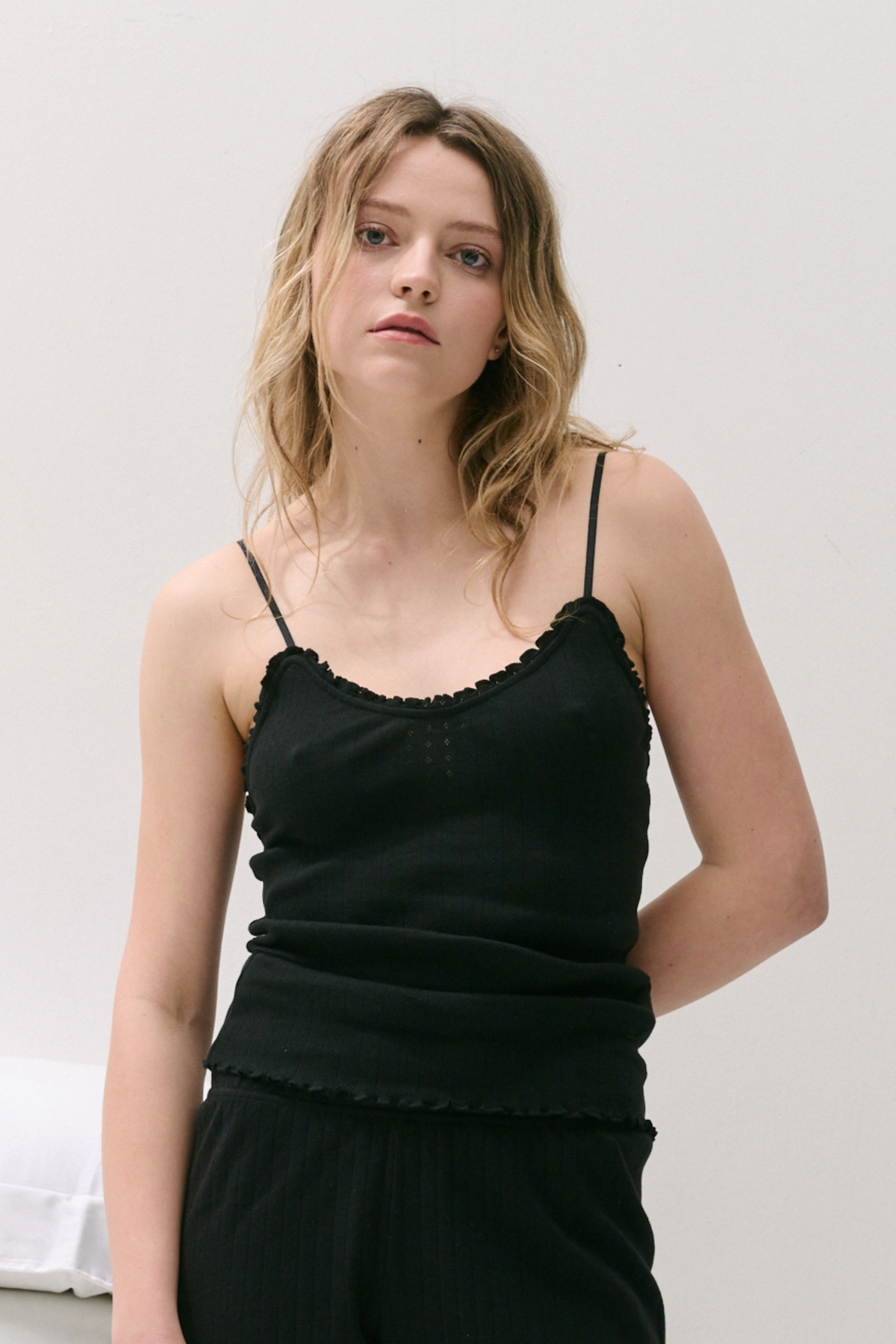 Pointelle Soft V Tank Top