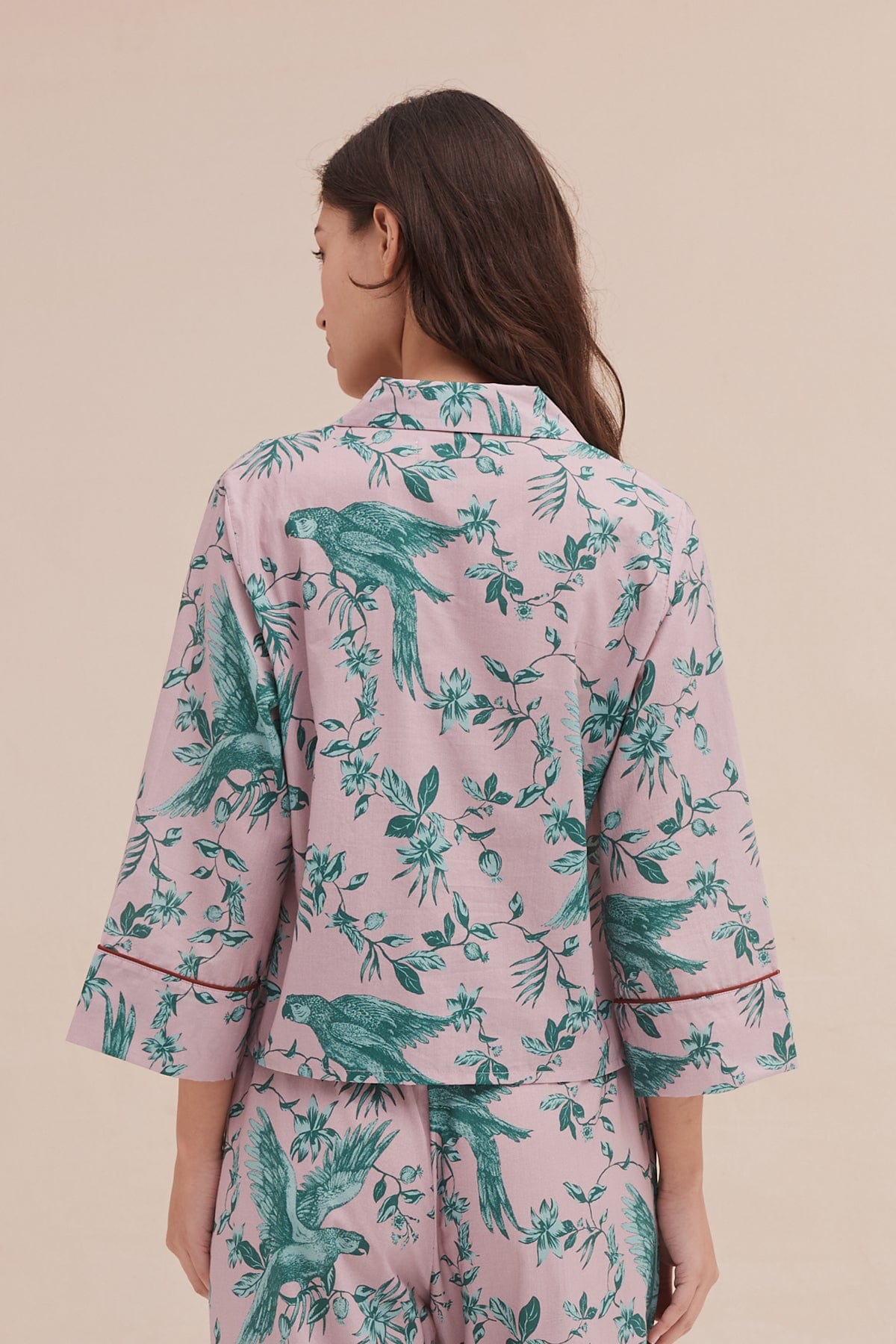 Boxy Shirt The Bromley Parrot Print Pink/Blue