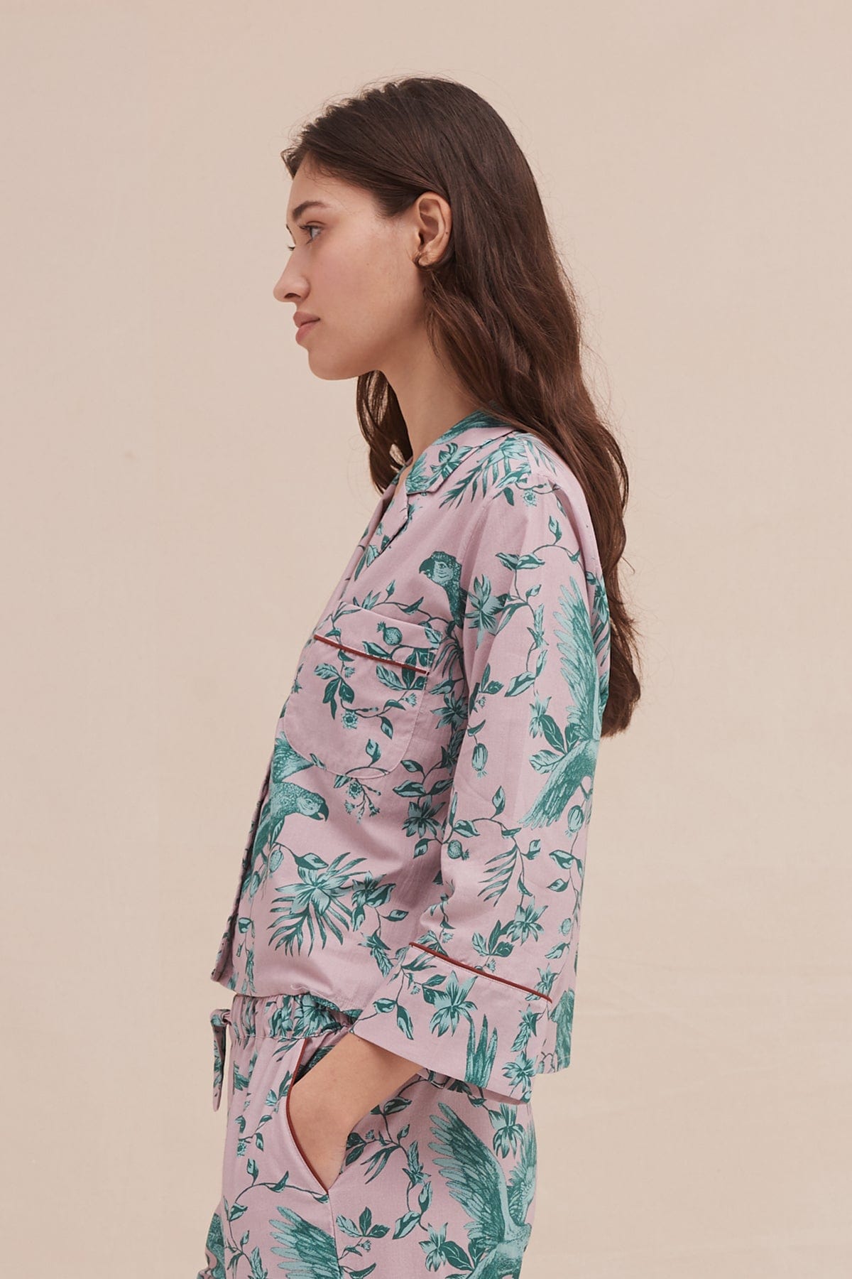 Boxy Shirt The Bromley Parrot Print Pink/Blue
