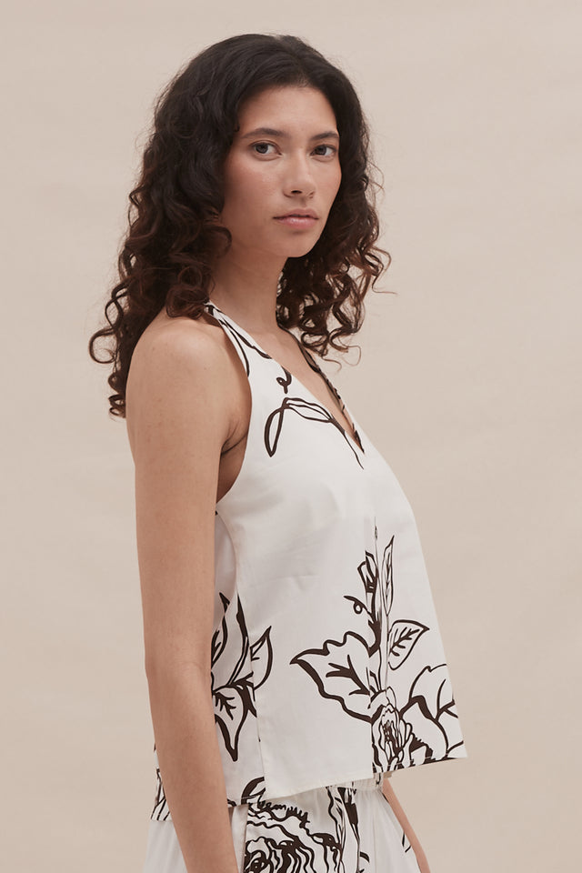 402 Swing Cami Rose Cream Brown