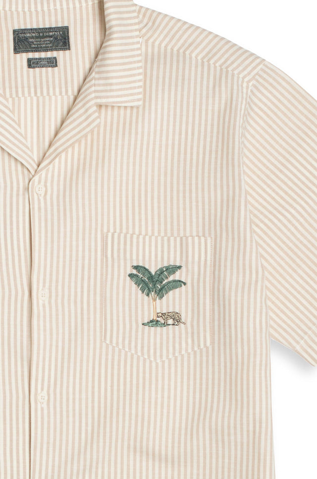 Men’s Cuban Pyjama Set Summer Oxford Stripe Ochre