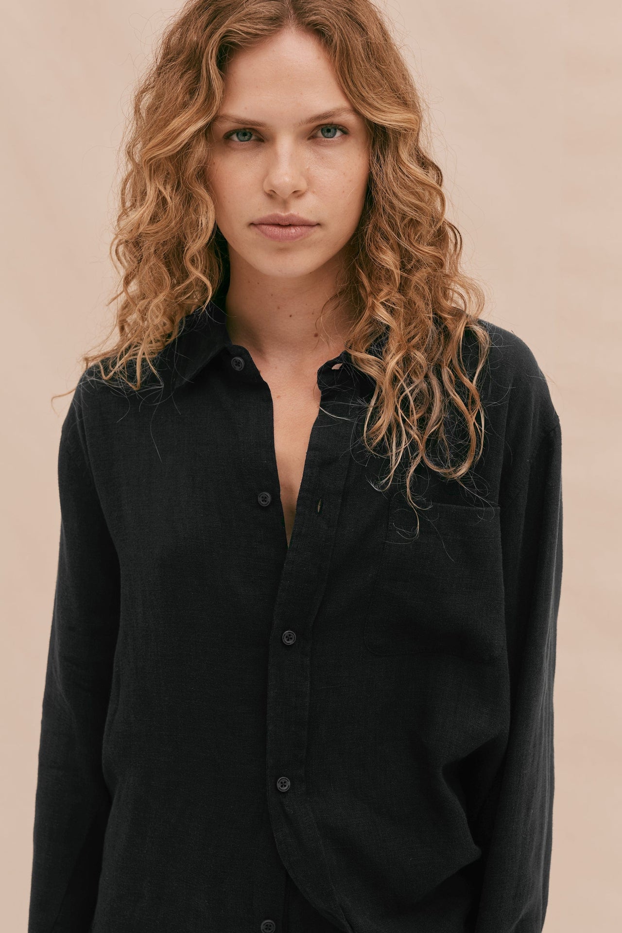 Lounge Shirt Black Linen