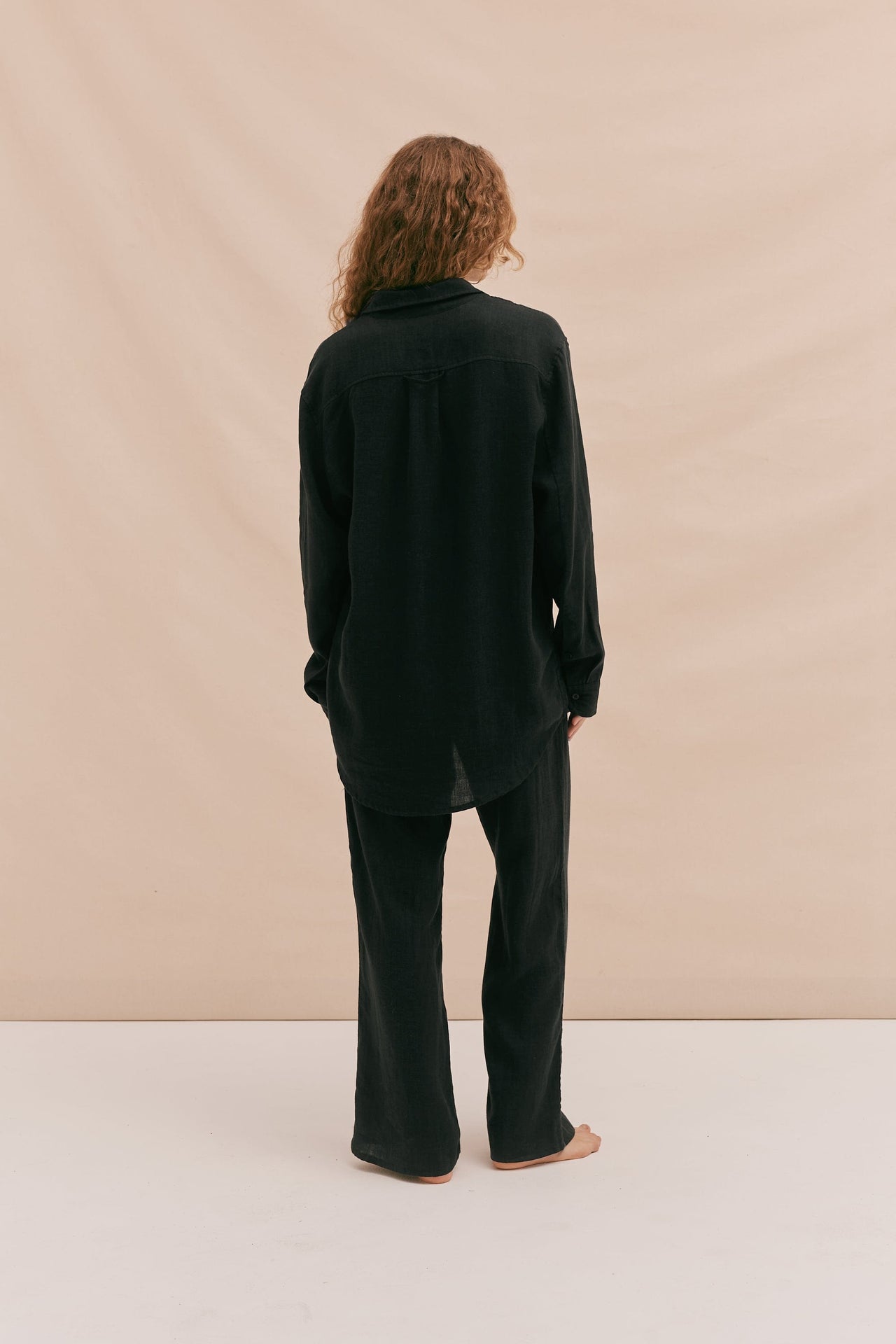 Lounge Shirt Black Linen