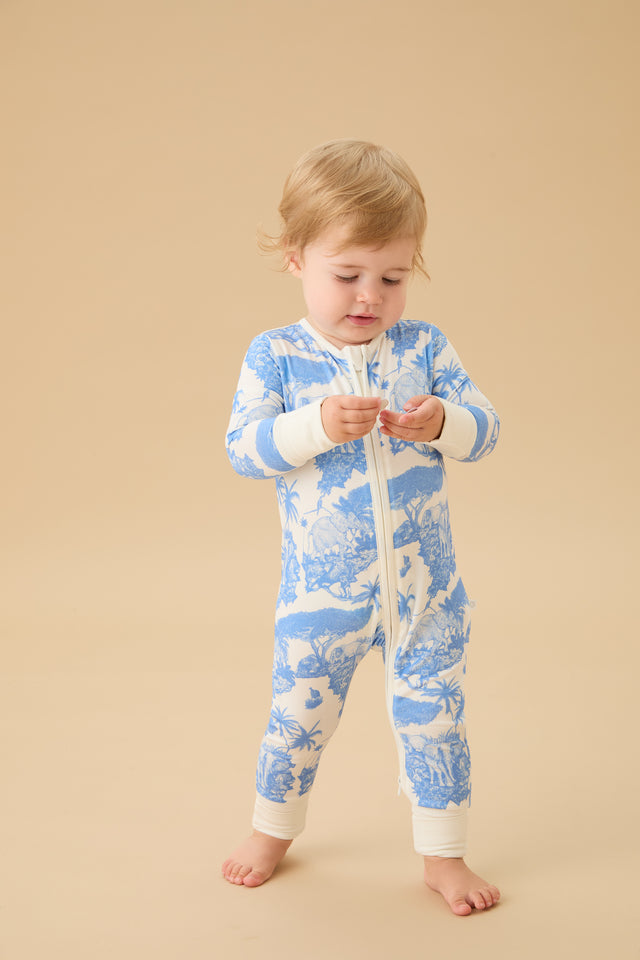 MORI x D&D Clever Zip Sleepsuit Loxodonta Blue