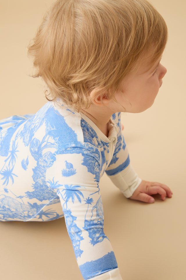 MORI x D&D Clever Zip Sleepsuit Loxodonta Blue