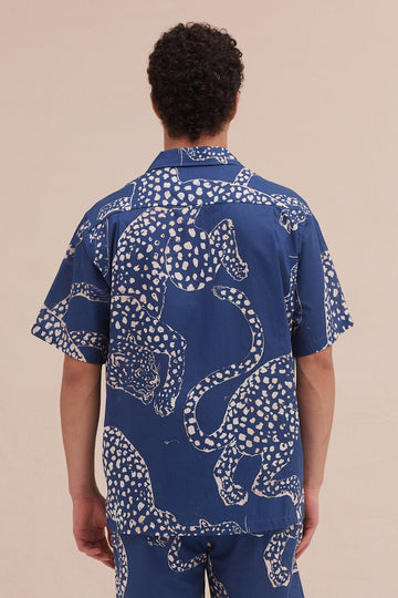 Men's Cuban Pyjama Shirt The Jag Print Blue