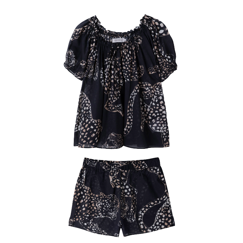 Light &amp; Easy Short Set Soleia Leopard Print Cream