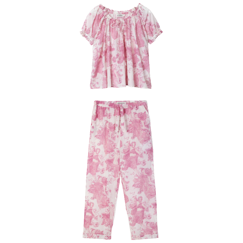 Light &amp; Easy Short Sleeve &amp; Trouser Set Peony Navy
