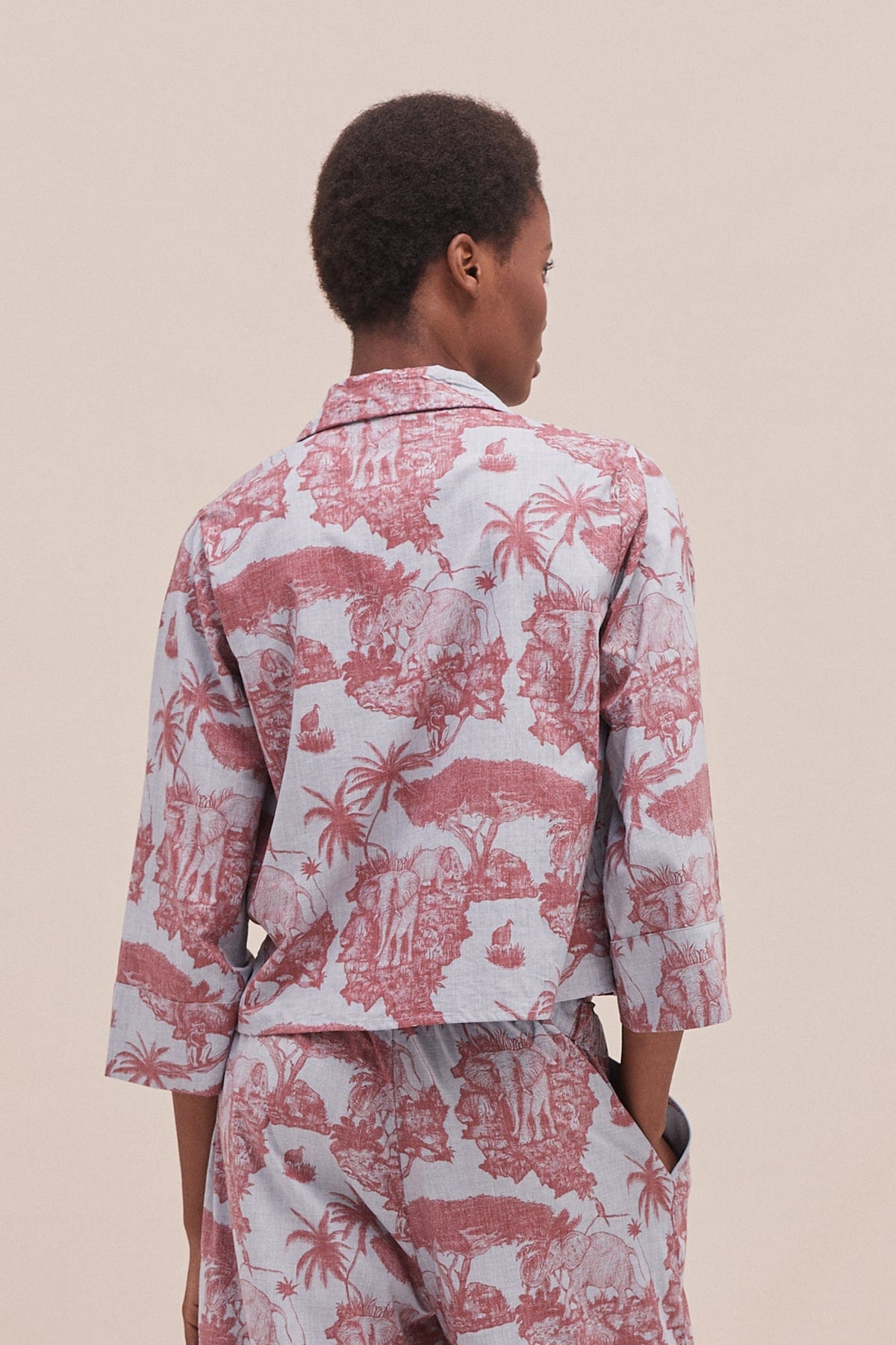 Boxy Shirt Loxodonta Print Chambray/Red