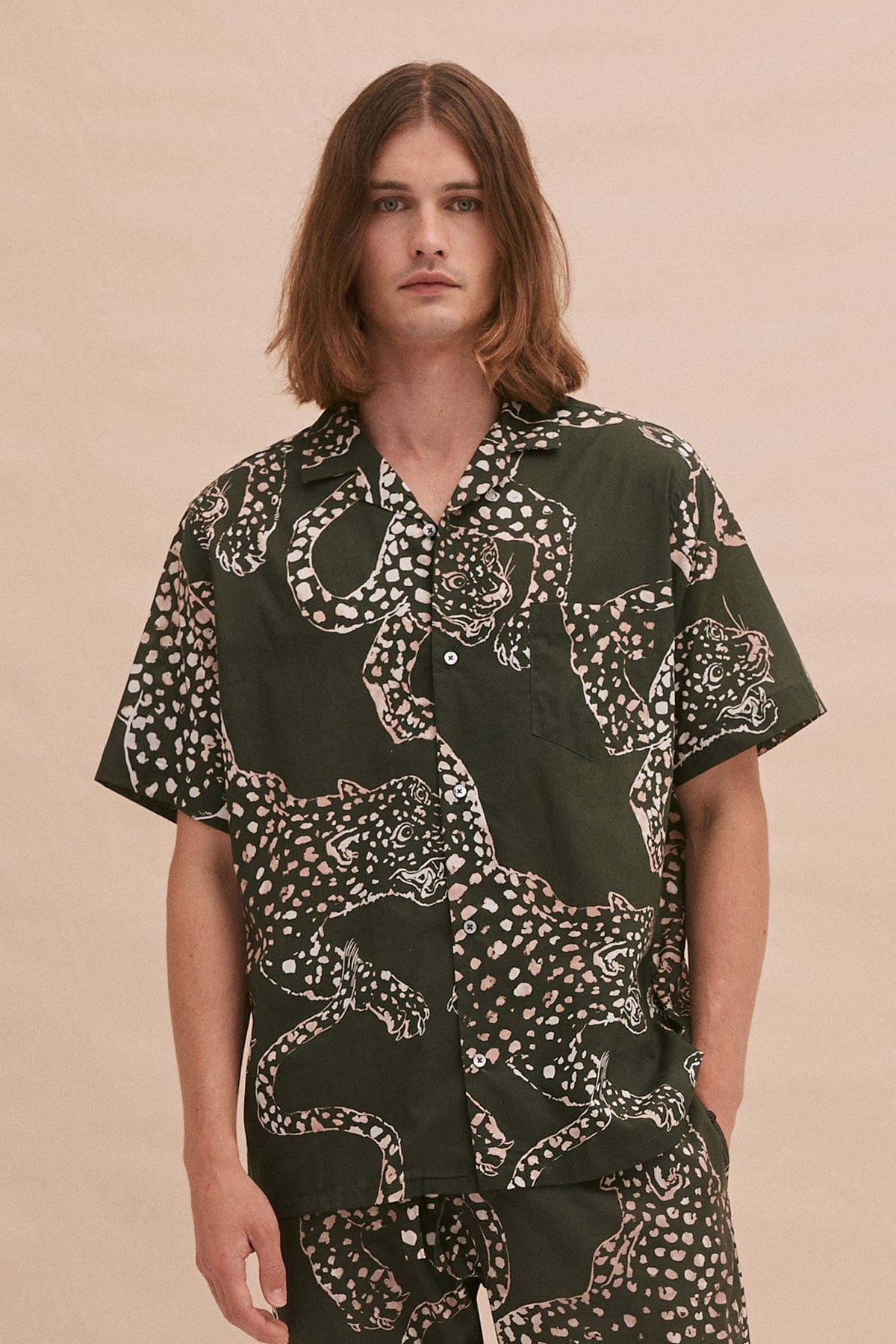 Men’s Cuban Pyjama Shirt The Jag Print Green