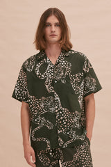 Men’s Cuban Pyjama Shirt The Jag Print Green