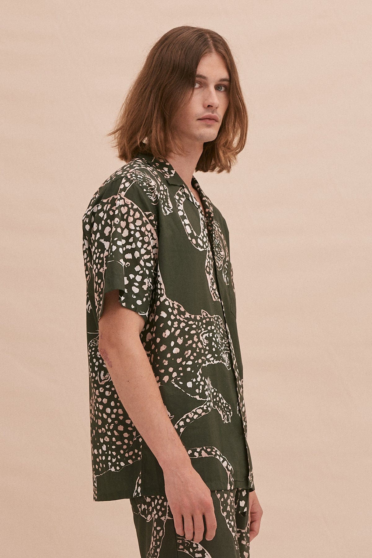 Men’s Cuban Pyjama Shirt The Jag Print Green