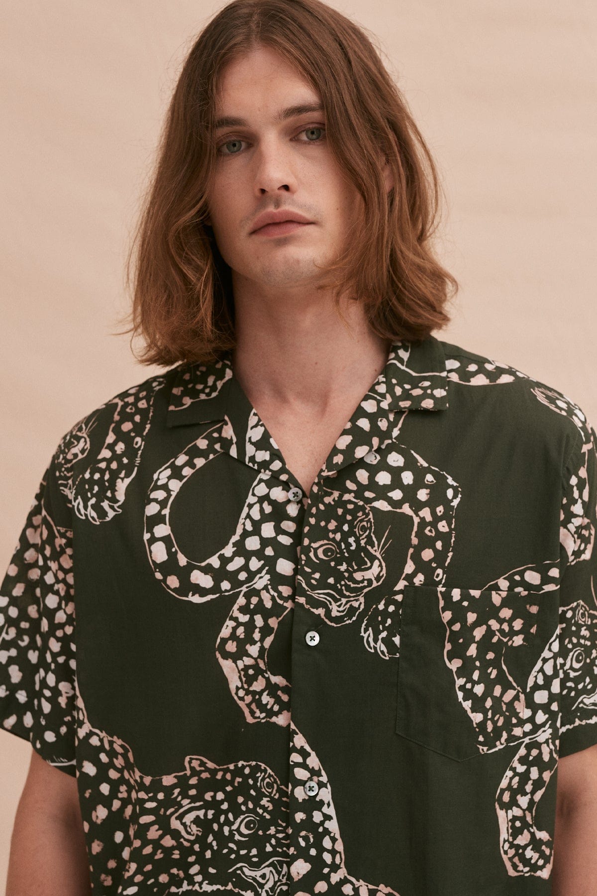 Men’s Cuban Pyjama Shirt The Jag Print Green