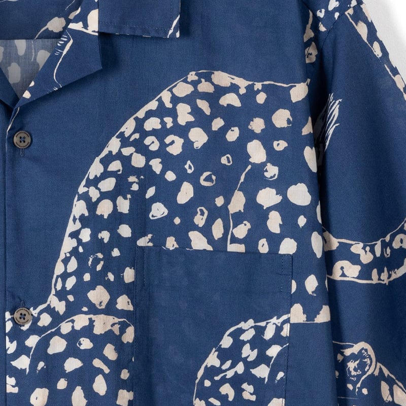 Men’s Cuban Pyjama Shirt The Jag Print Blue