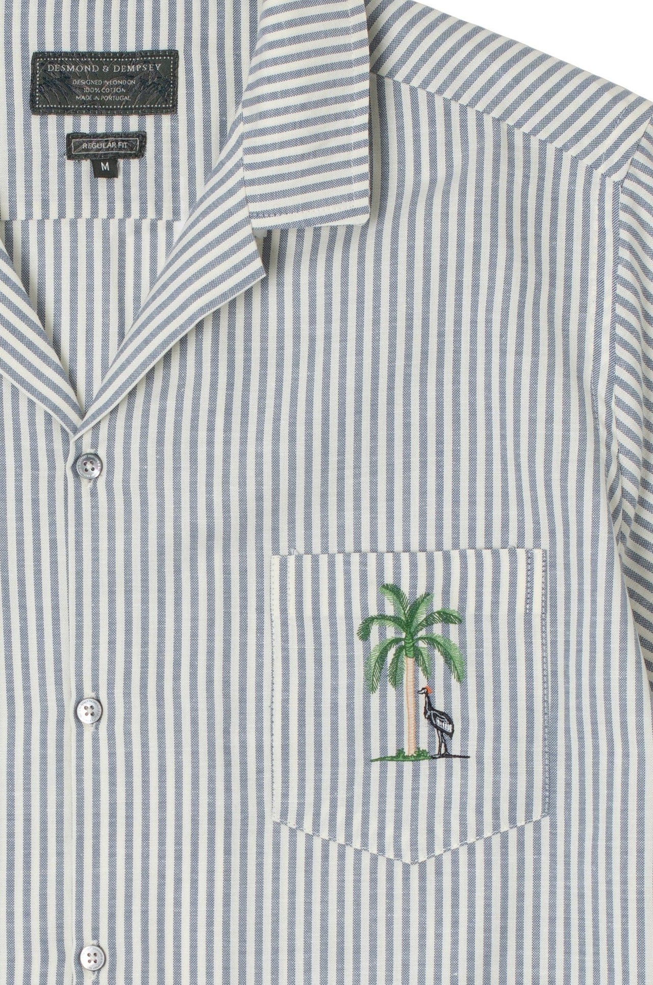 Men’s Cuban Pyjama Set Summer Oxford Stripe Blue