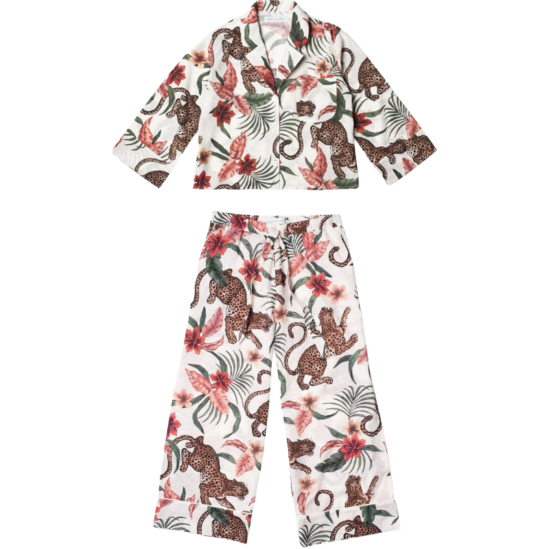 Boxy Shirt &amp; Wide Leg Set Thunderheart Cream/Navy