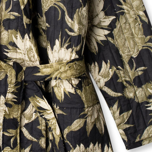 Men’s Quilted Robe Night Bloom Print Black/Green