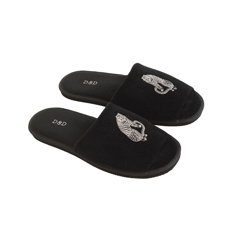 Unisex Corduroy Slides Sansindo Tiger Embroidery