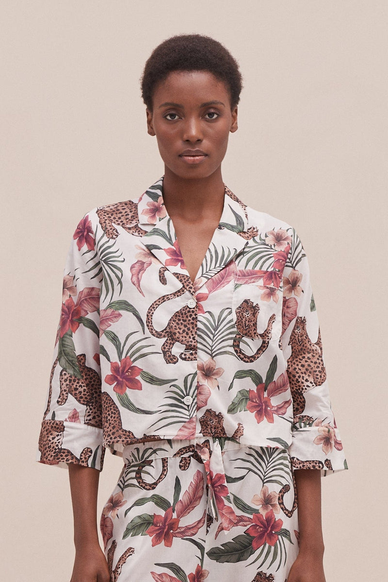 Women's Boxy Shirt Soleia Print Cream