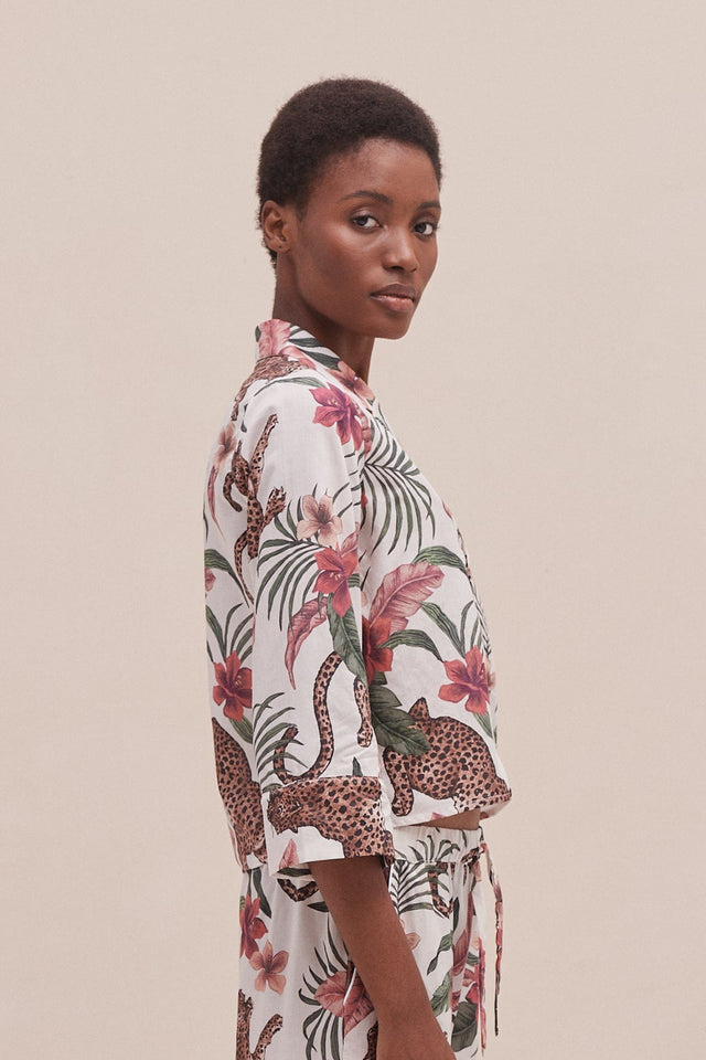 Women's Boxy Shirt Soleia Print Cream