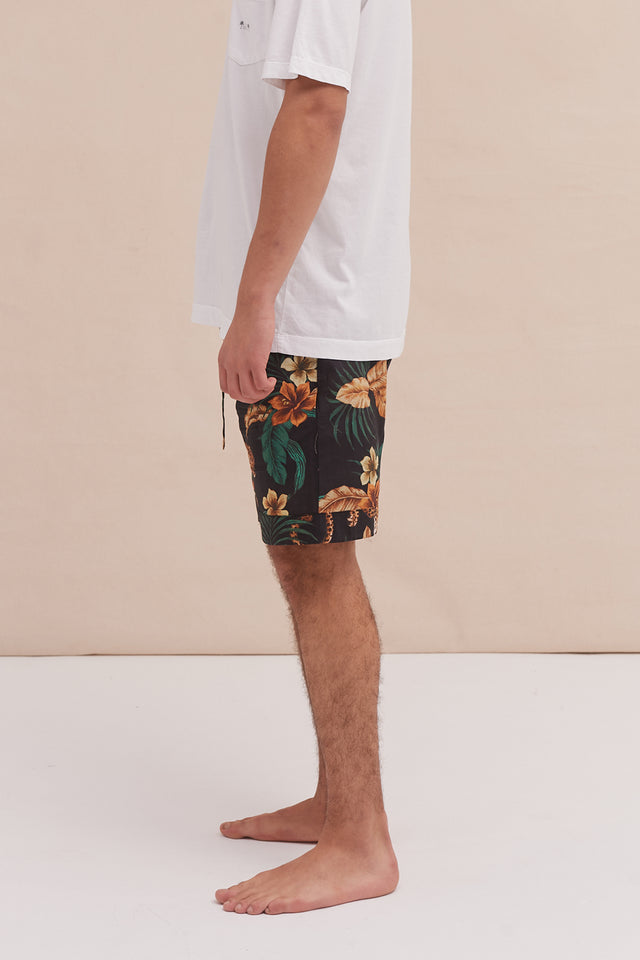 Men’s Pyjama Shorts Soleia Print Black/Yellow