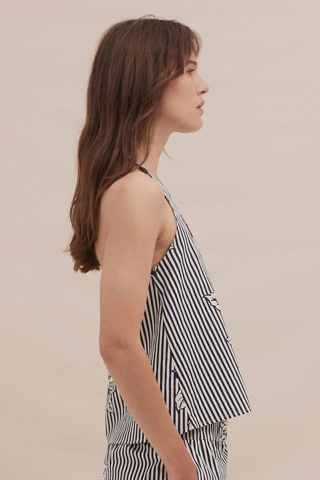 402 Swing Cami Pinstripe Rose Navy
