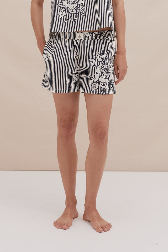 402 Shorts Pinstripe Rose Navy
