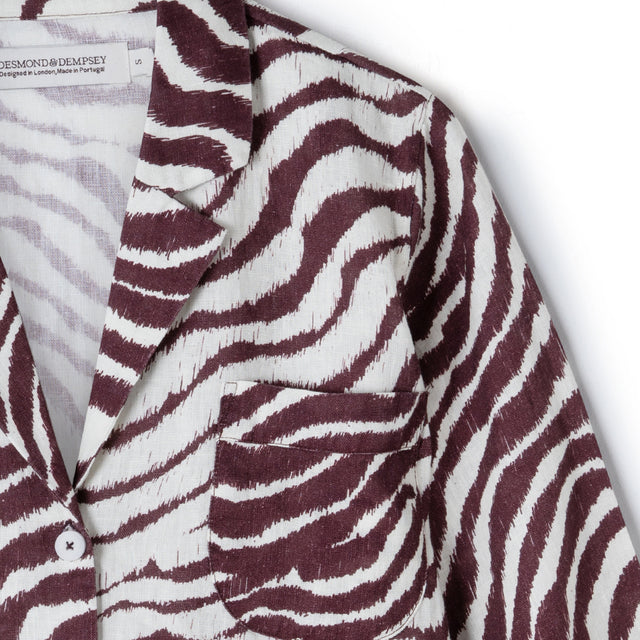 Boxy Shirt Tide Print Cocoa/Cream Linen