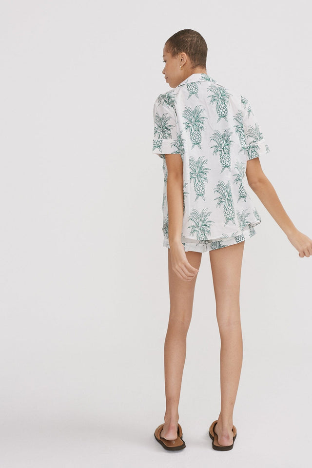 Short Pyjama Set Howie Pineapple Print White/Green