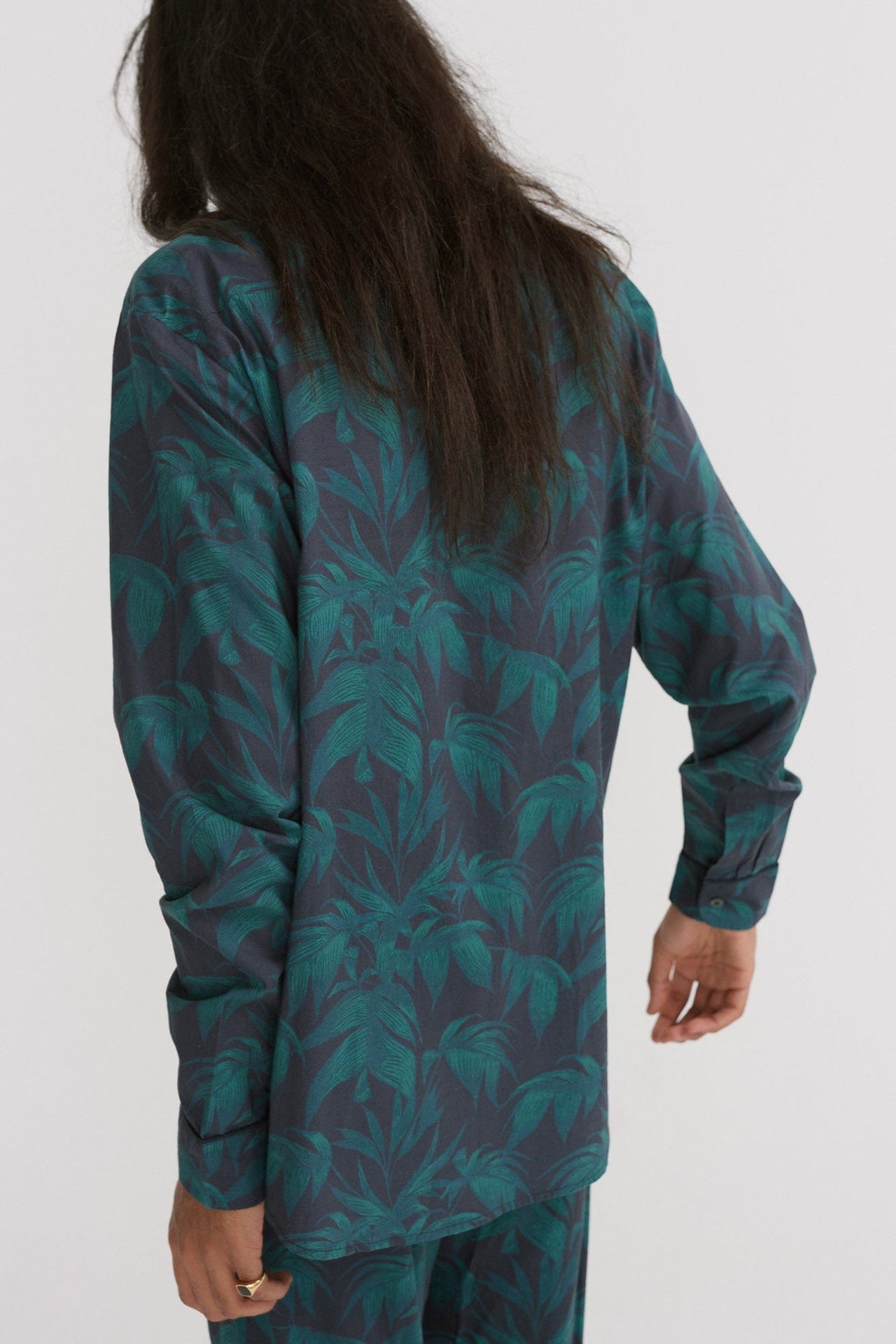 Men’s Pyjama Shirt Byron Tropical Print Navy/Green