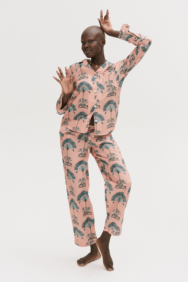 Long Pyjama Set Ravenala Print Pink