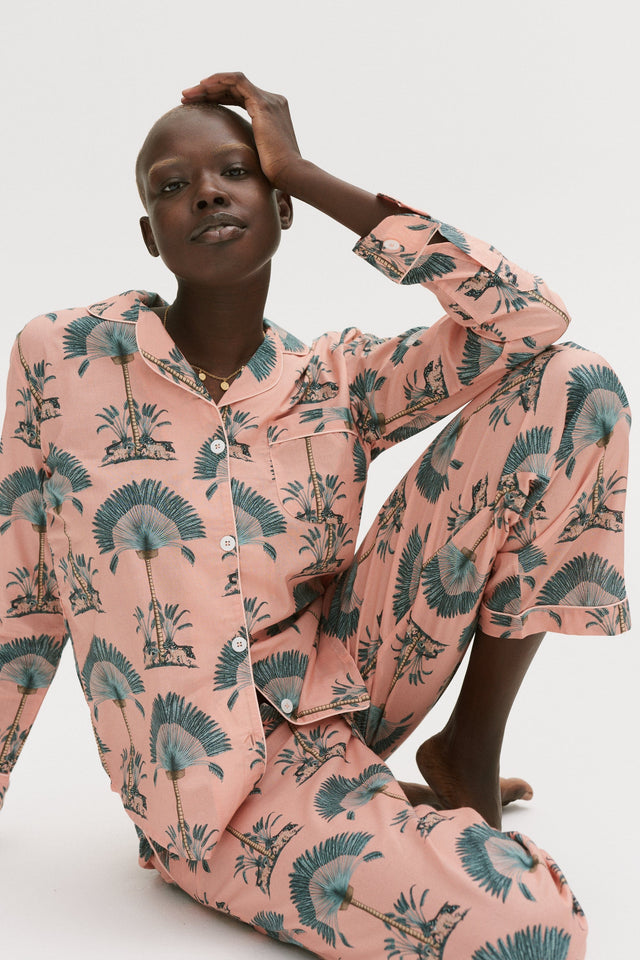 Long Pyjama Set Ravenala Print Pink