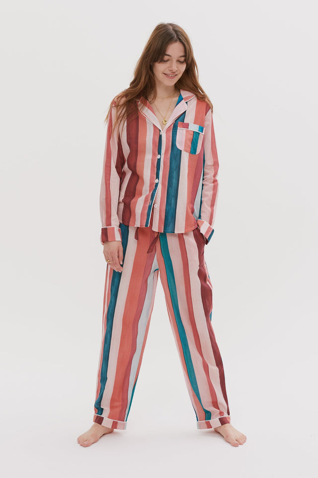 Long Pyjama Set Stripe Print Multi