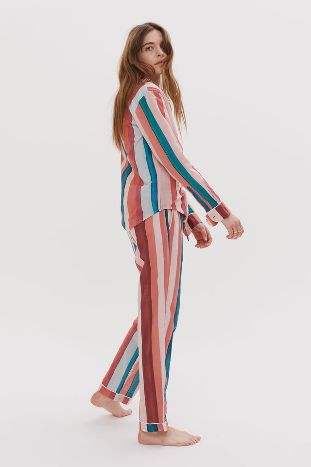 Long Pyjama Set Stripe Print Multi