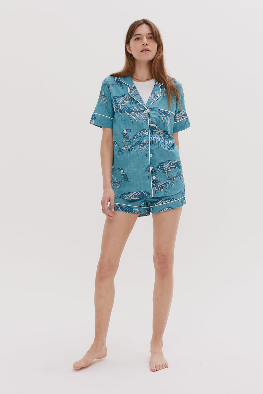 Short Pyjama Set Bocas Print Blue
