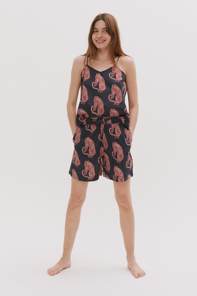 Cami Lounge Set Sansindo Tiger Print Navy/Pink