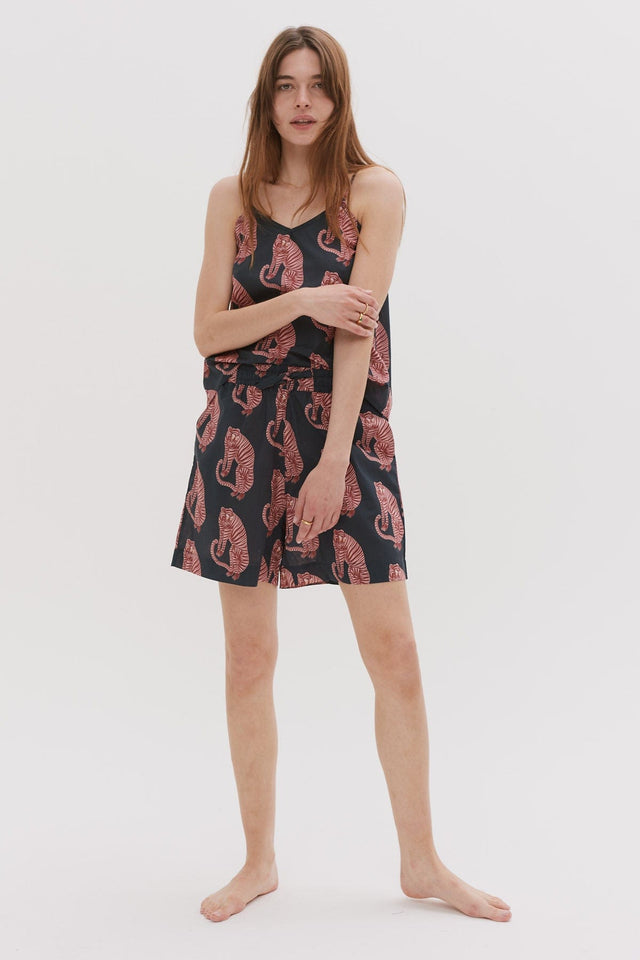 Cami Lounge Set Sansindo Tiger Print Navy/Pink