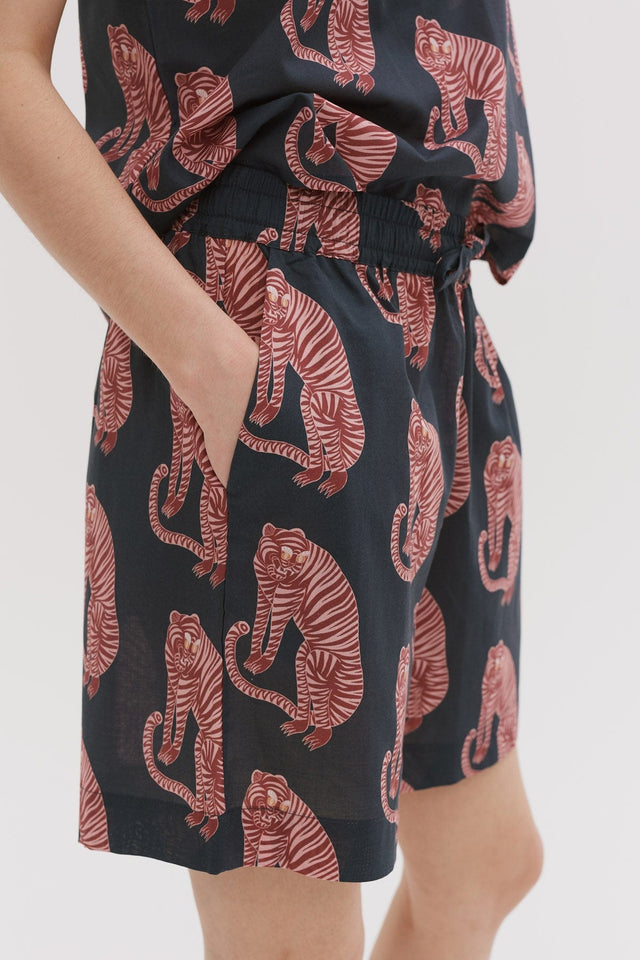 Lounge Shorts Sansindo Tiger Print Navy/Pink