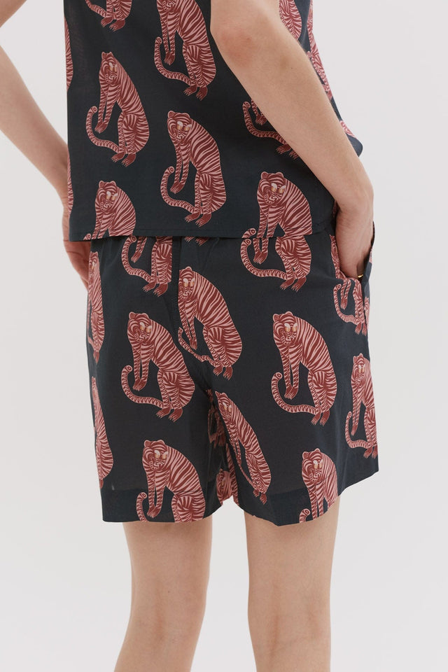 Lounge Shorts Sansindo Tiger Print Navy/Pink
