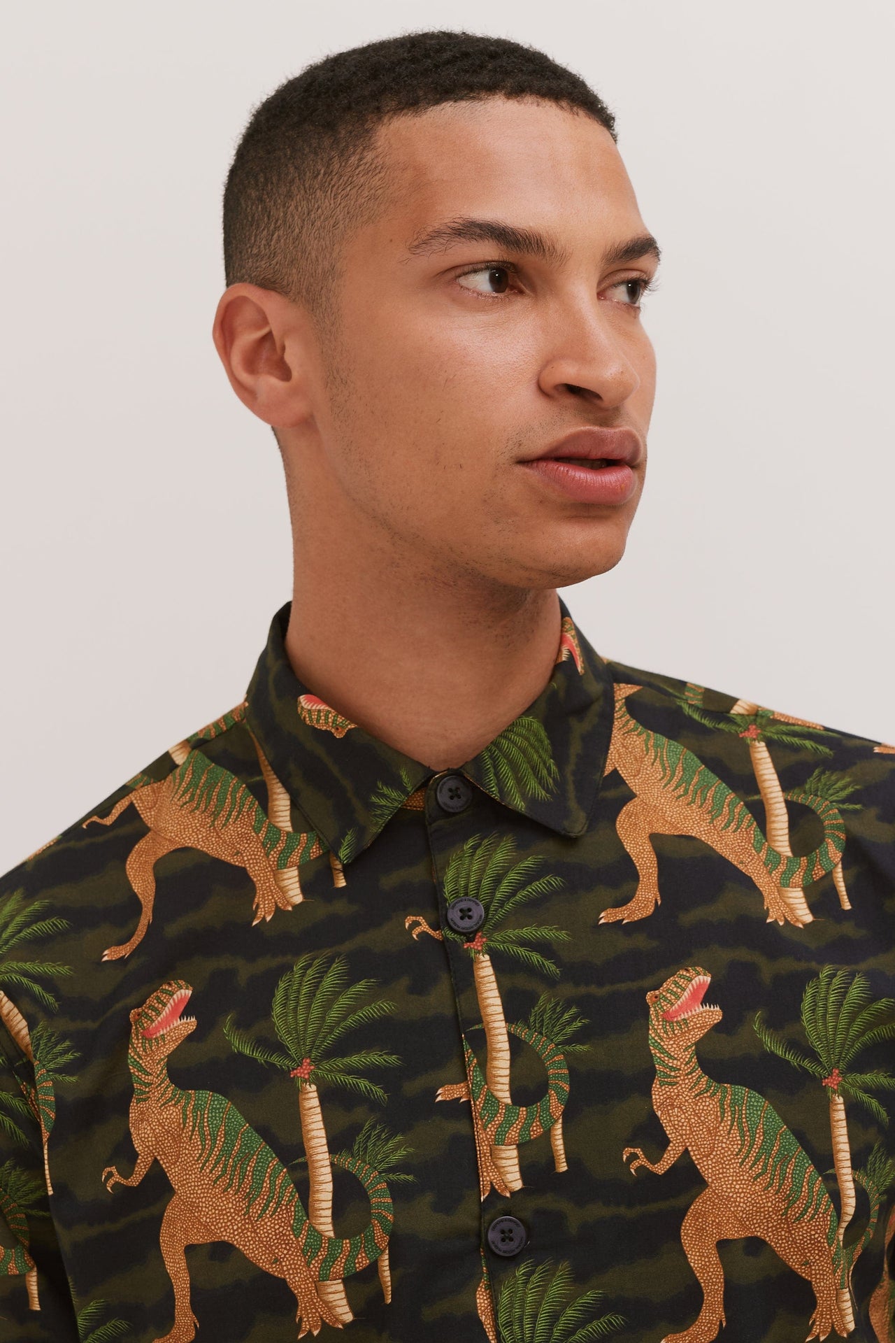 Men’s Pocket Pyjama Set T. Rex Print Black/Cargo Green