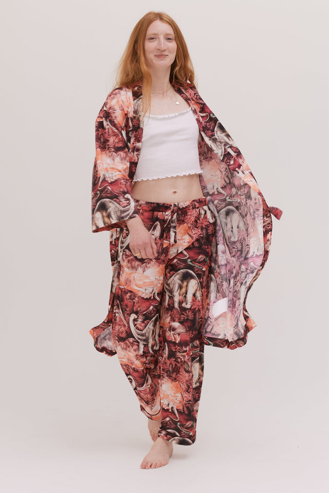 Wrap Robe Dippy Print Pink/Mandarin