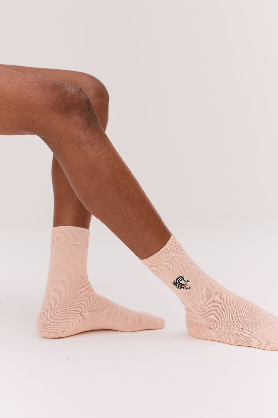 Women's Socks Tiger Embroidery Pink
