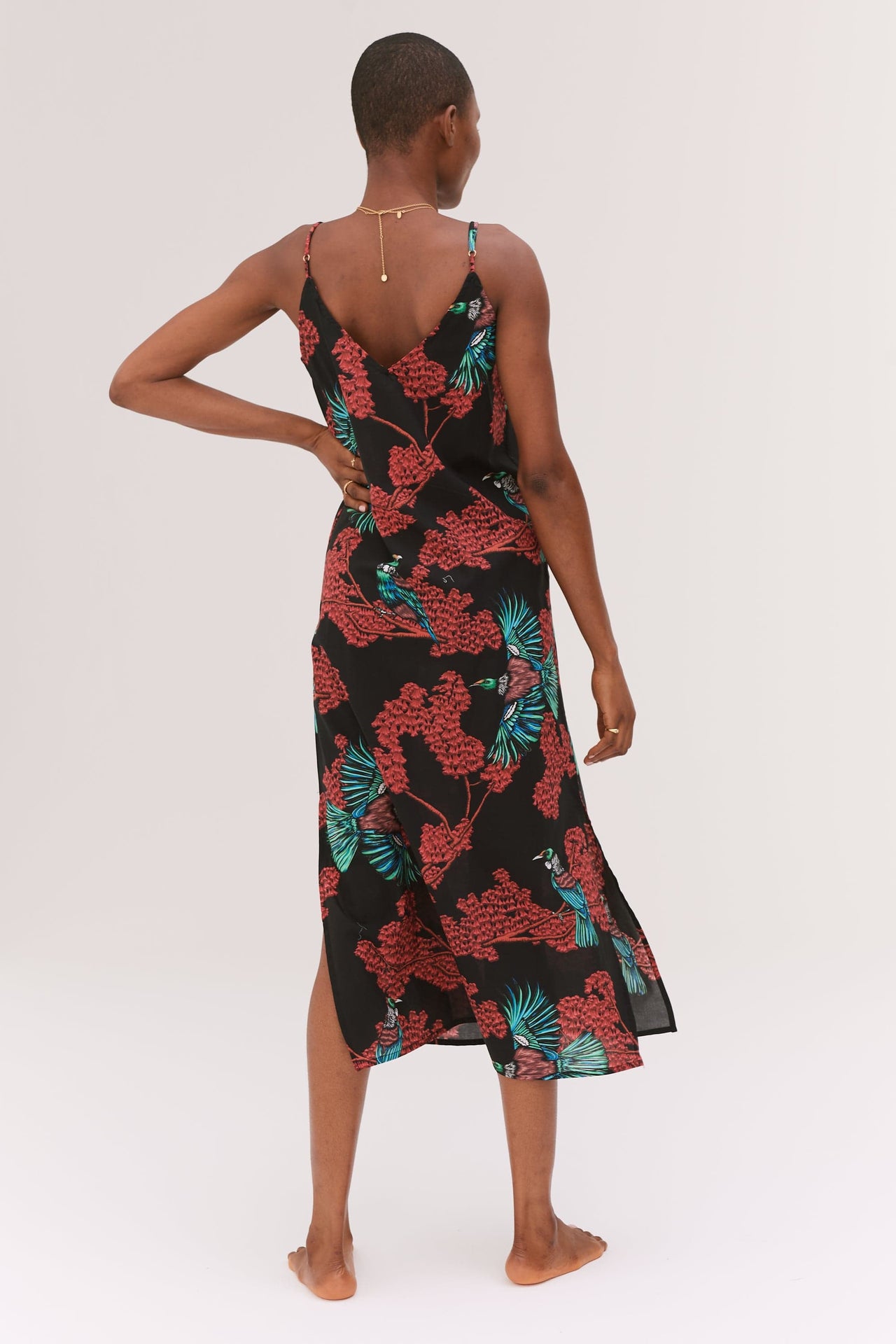 Slip Nightie Passerine Print Black/Red