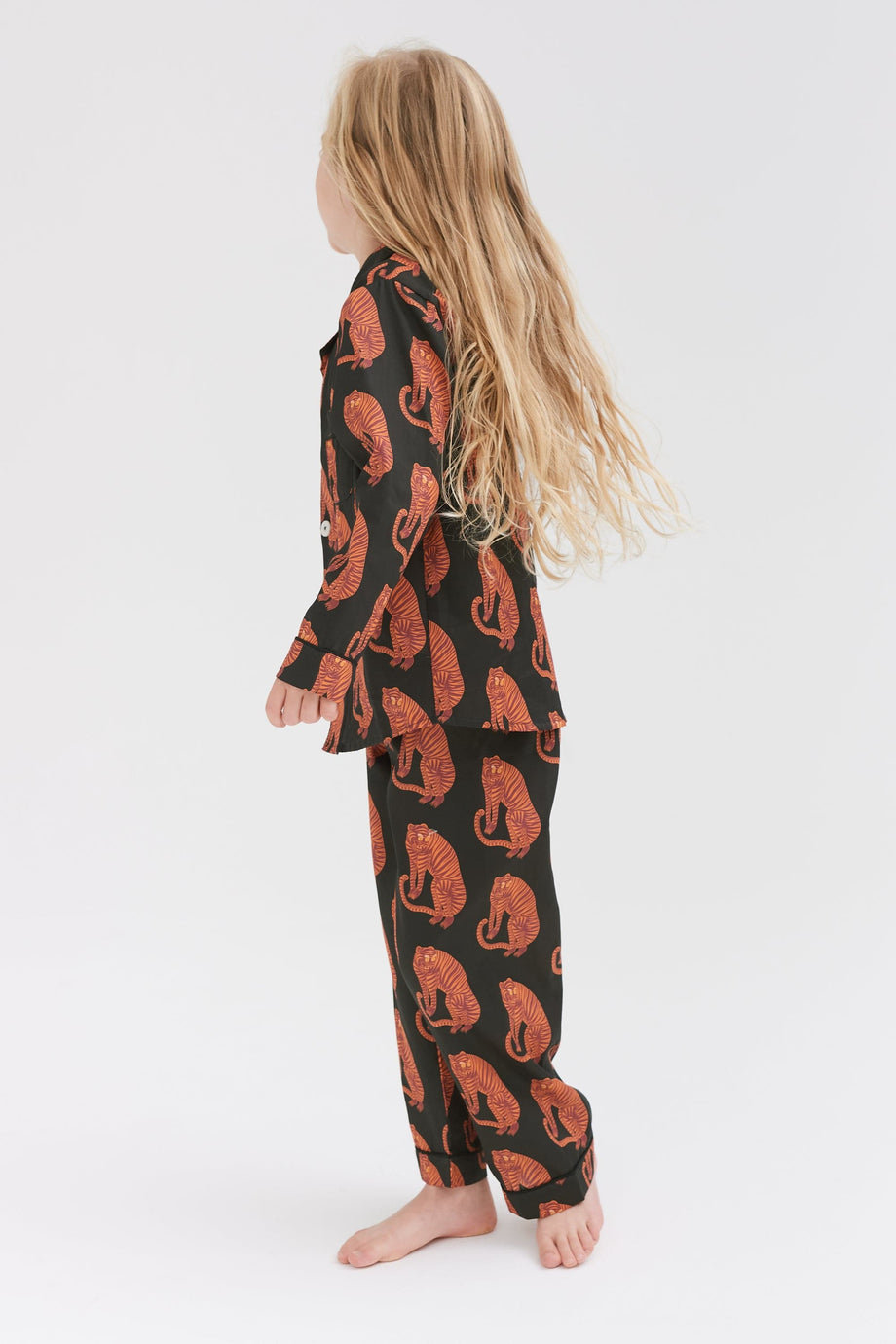 Kids’ Long Pyjama Set Sansindo Tiger Print Black/Orange