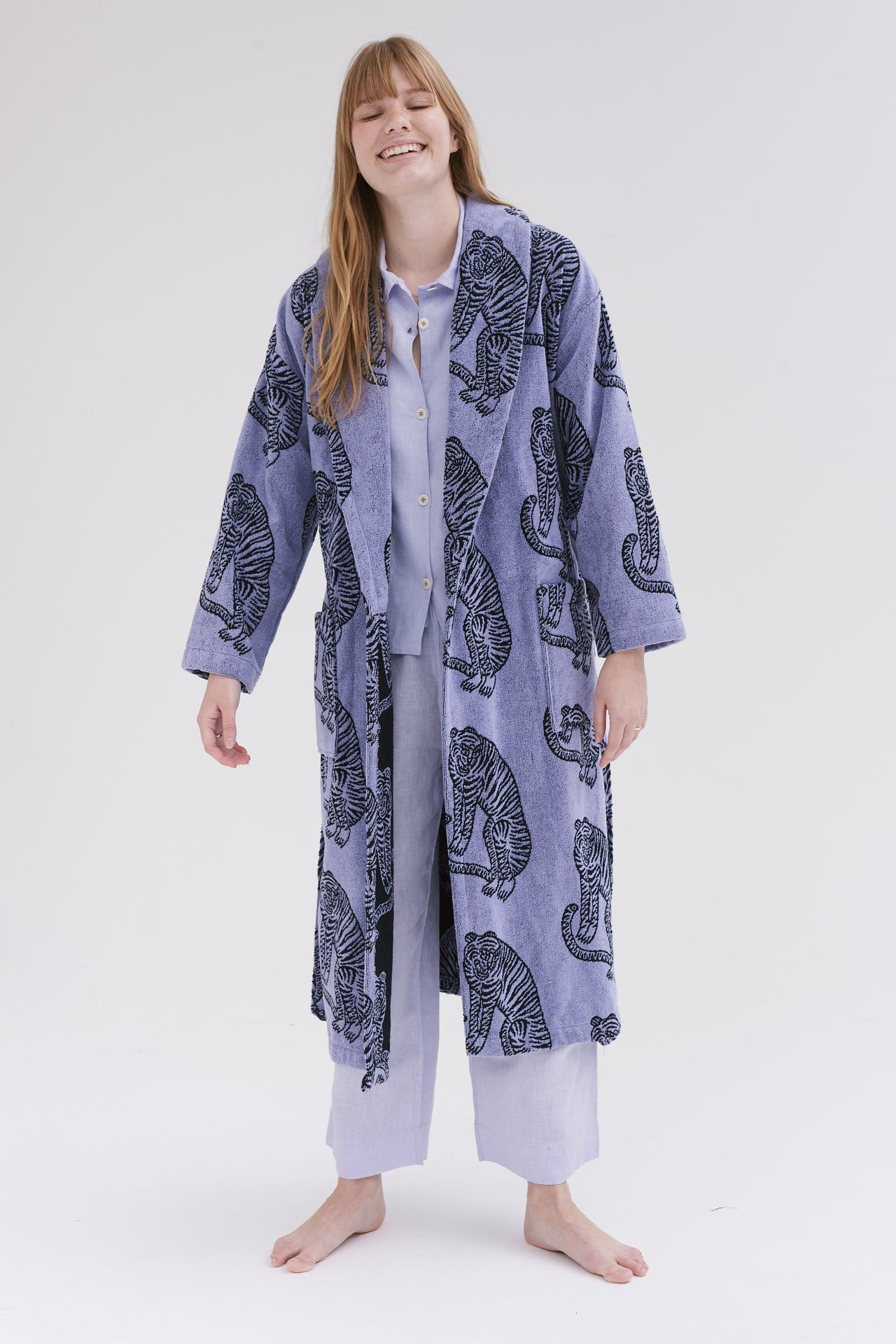 Unisex Towel Robe Sansindo Lavender/Black